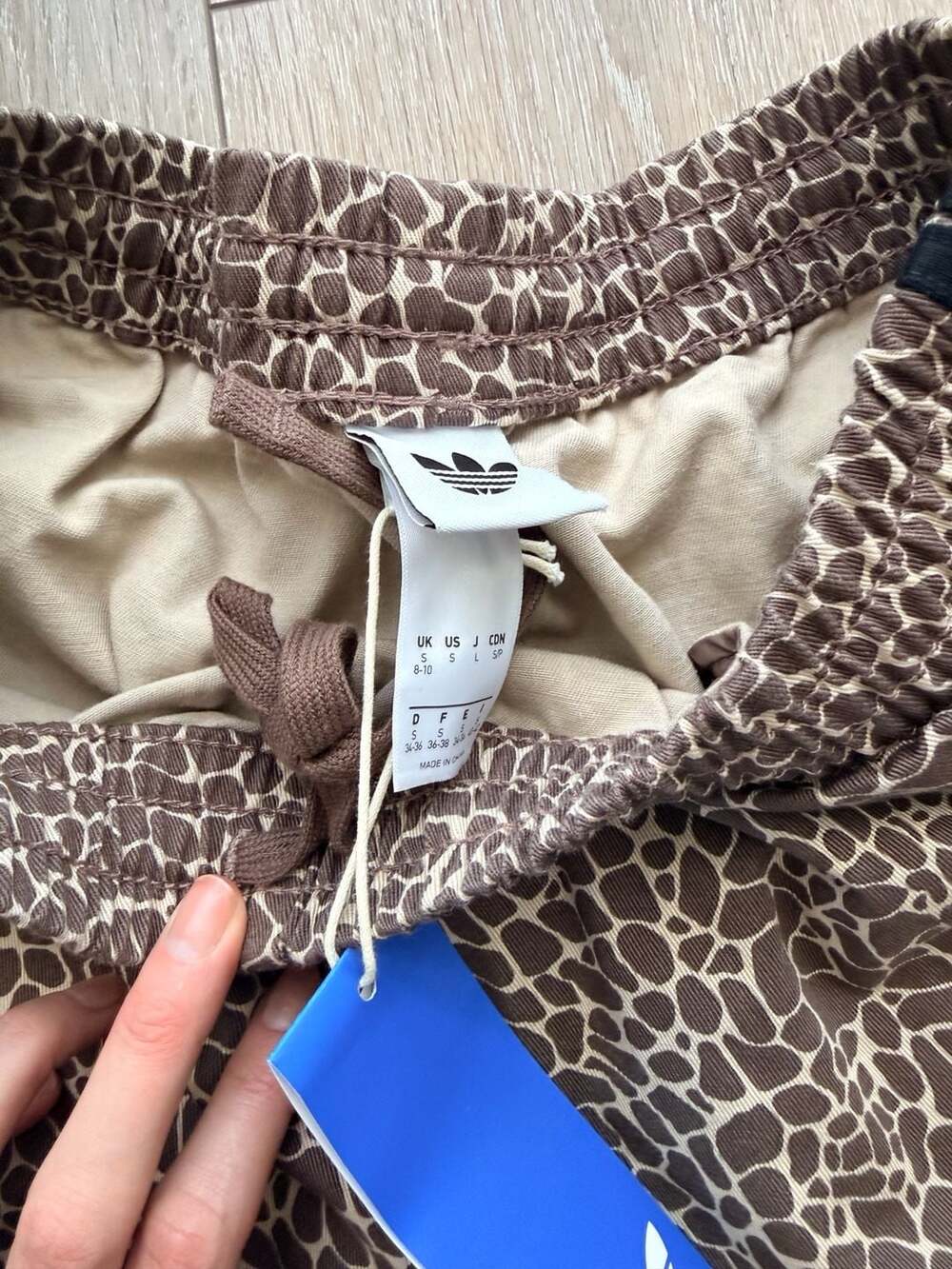 adidas Firebird Oversized AOP Denim Pants in Giraffe Print - Picture 5 of 5